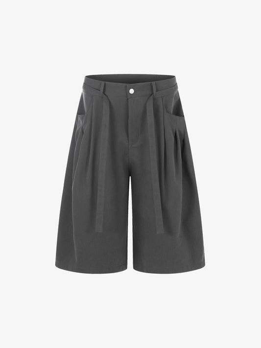 Industrial Pleated Wide-Leg Sartorial Shorts