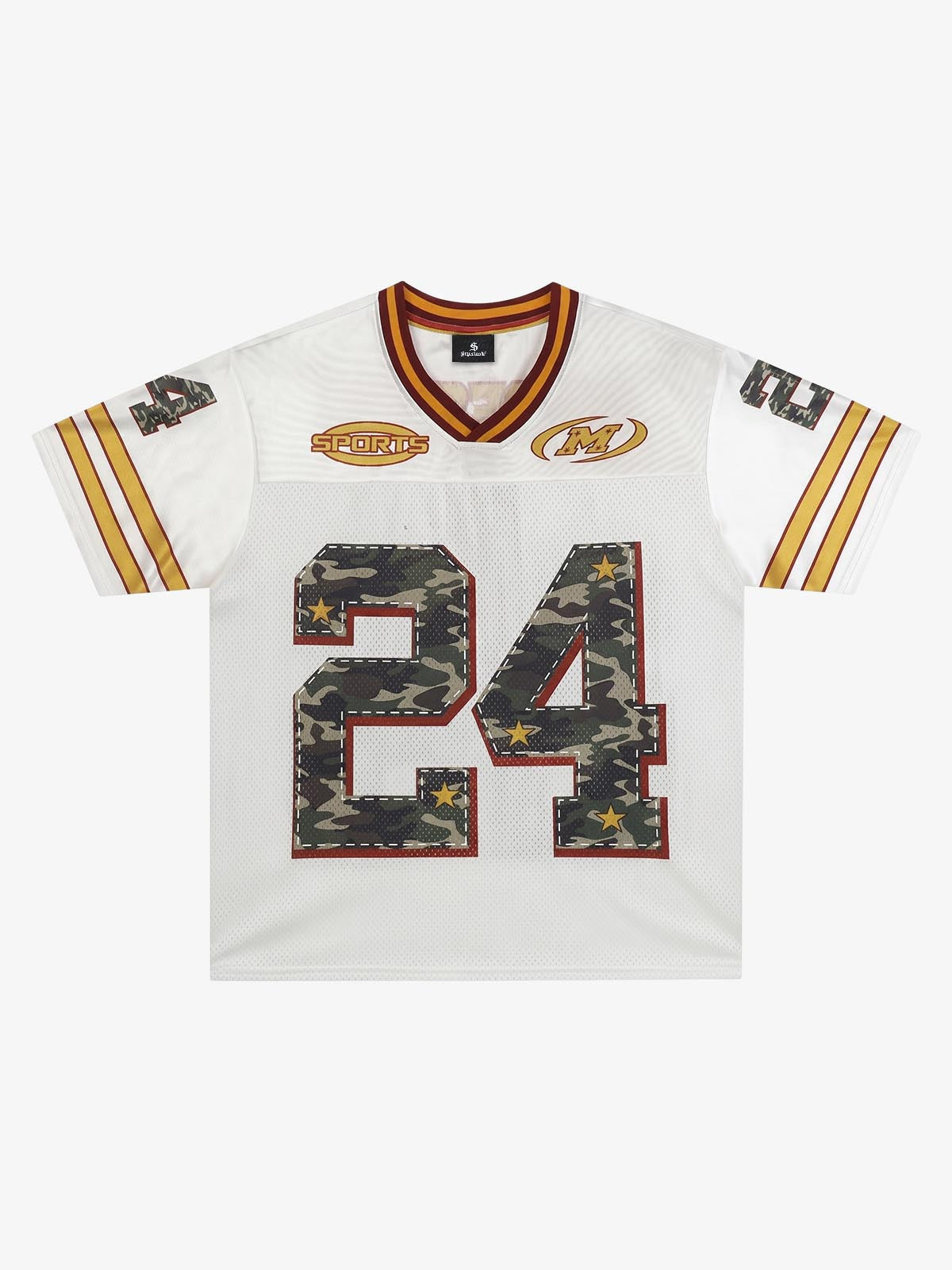 Camo Digital Print Mesh V-Neck Jersey