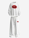 Two-Tone Embroidered Sweatshirt Set