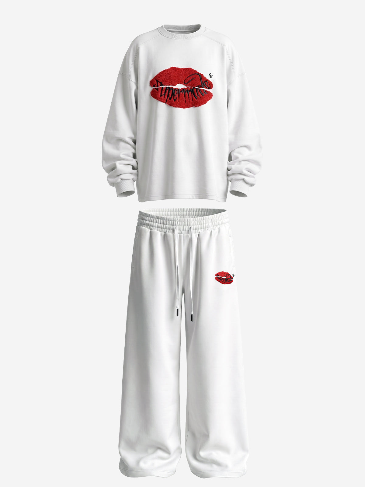 Two-Tone Embroidered Sweatshirt Set