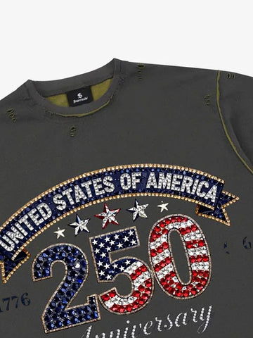 Rhinestone 250 Ripped Washed T-Shirt