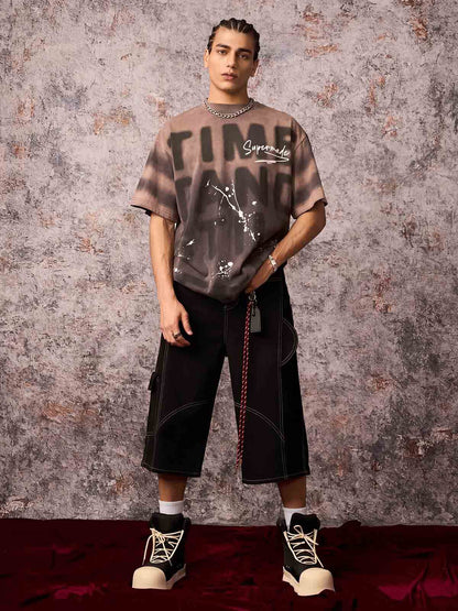 Ink Splash Letter Print T-shirt - 2414 