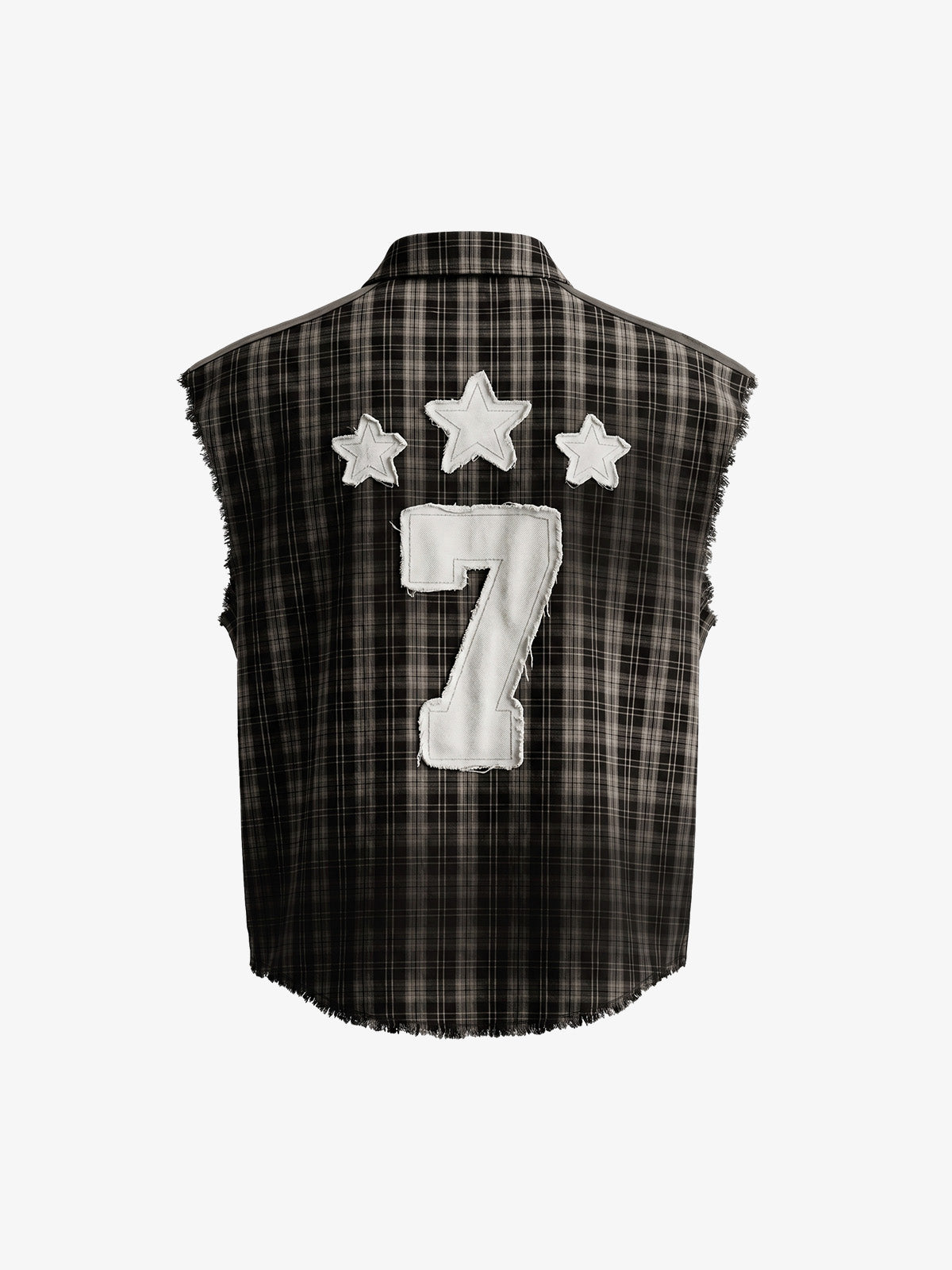 Vintage Punk Distressed Plaid Sleeveless Shirt - 2629