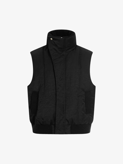 Street High-Neck Asymmetrical Placket Cotton Vest 