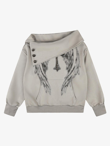Cross Wing Graphic Rhinestone Sweatshirt