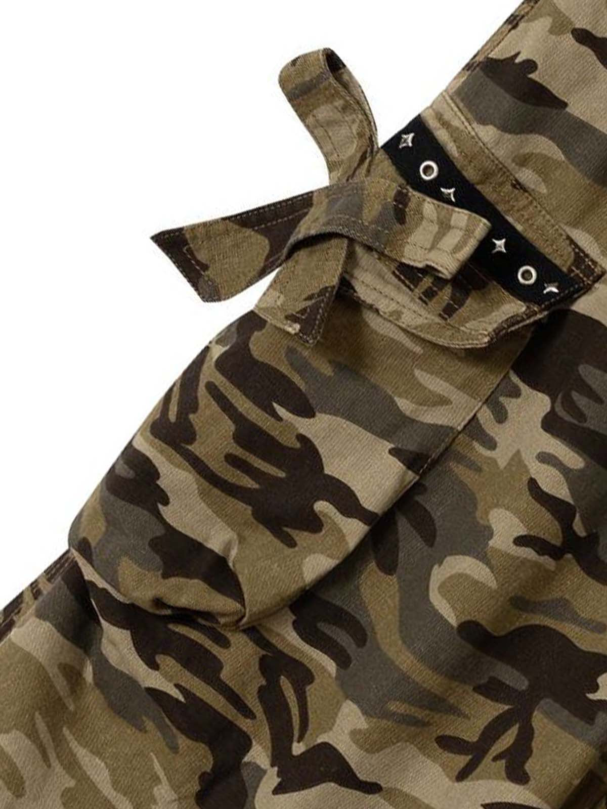 Camo Bow Lace Trim Capris Jorts