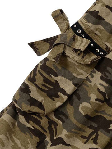 Camo Bow Lace Trim Capris Jorts