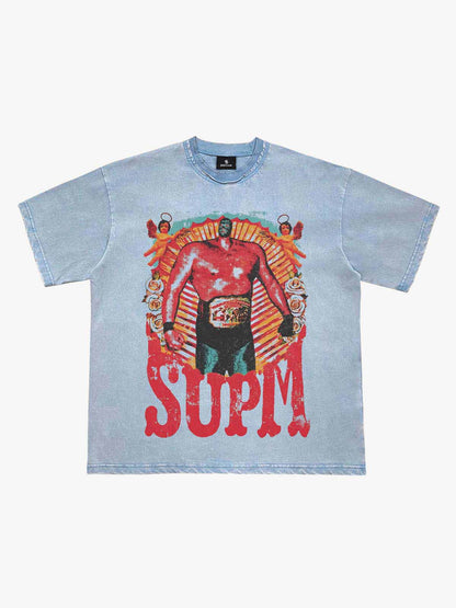 Double-Neck Washed Distressed Tee