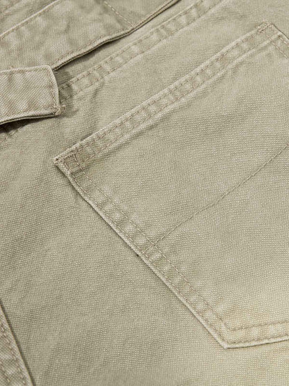 Distressed Washed Multi-Button Jeans