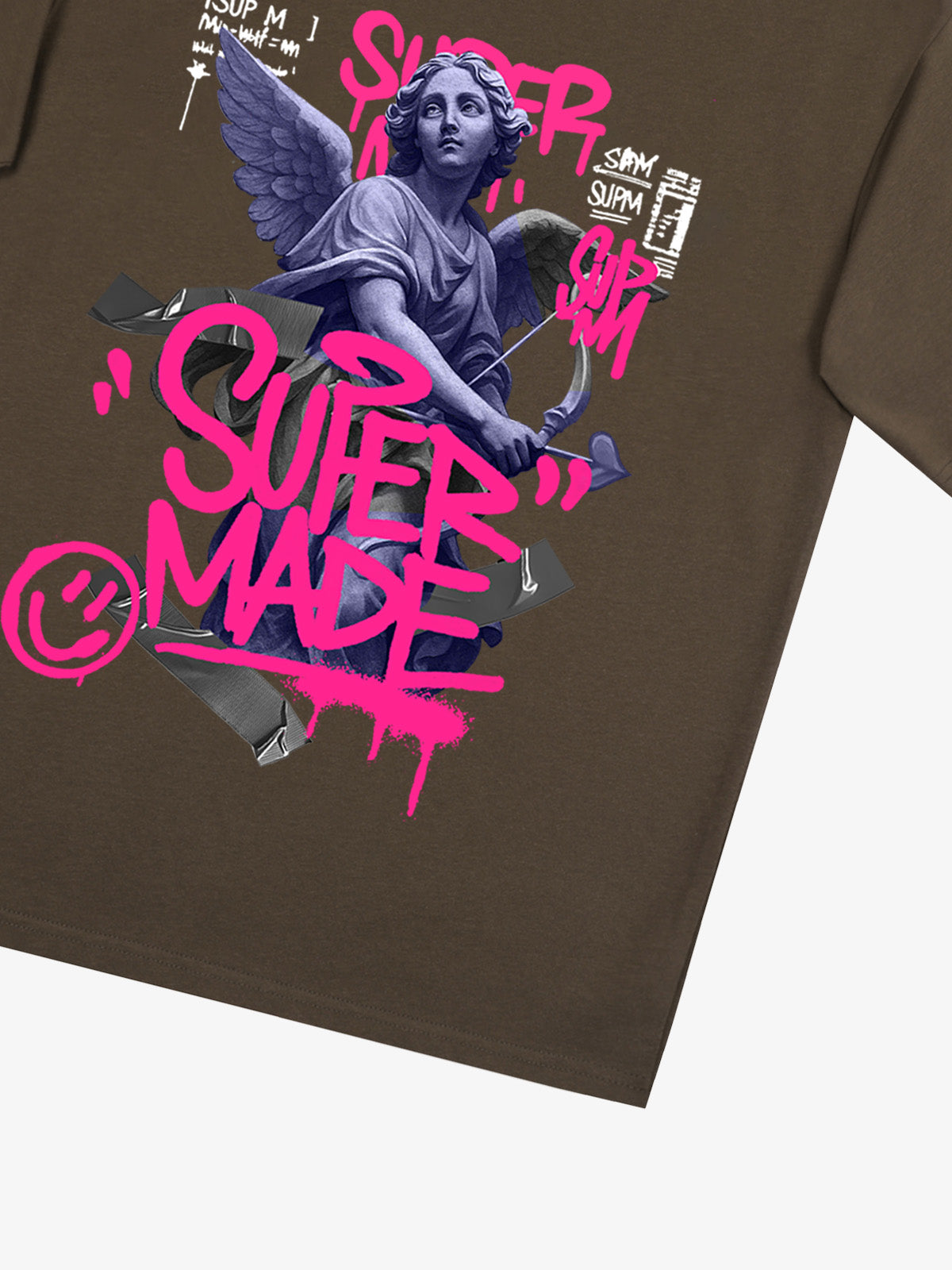 Street Pink Lucky Angel Graphic Design T-Shirt 