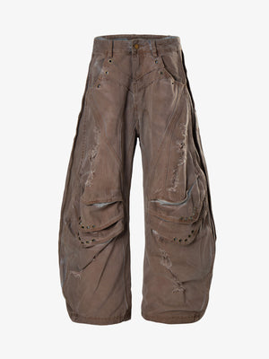Grunge Deconstructed Eyelet Baggy Jeans