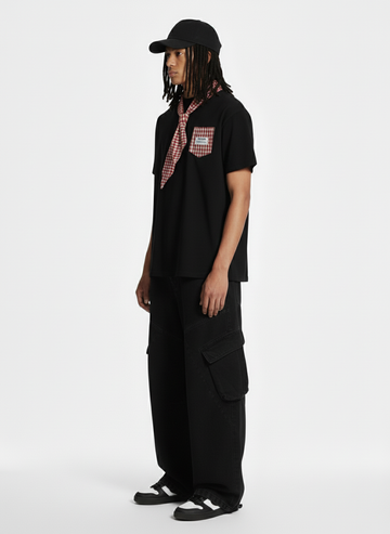 Street Plaid Tie Short Sleeve T-Shirt 