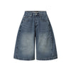 Washed Denim Wide Leg Jorts 