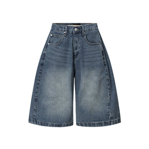 Washed Denim Wide Leg Jorts 