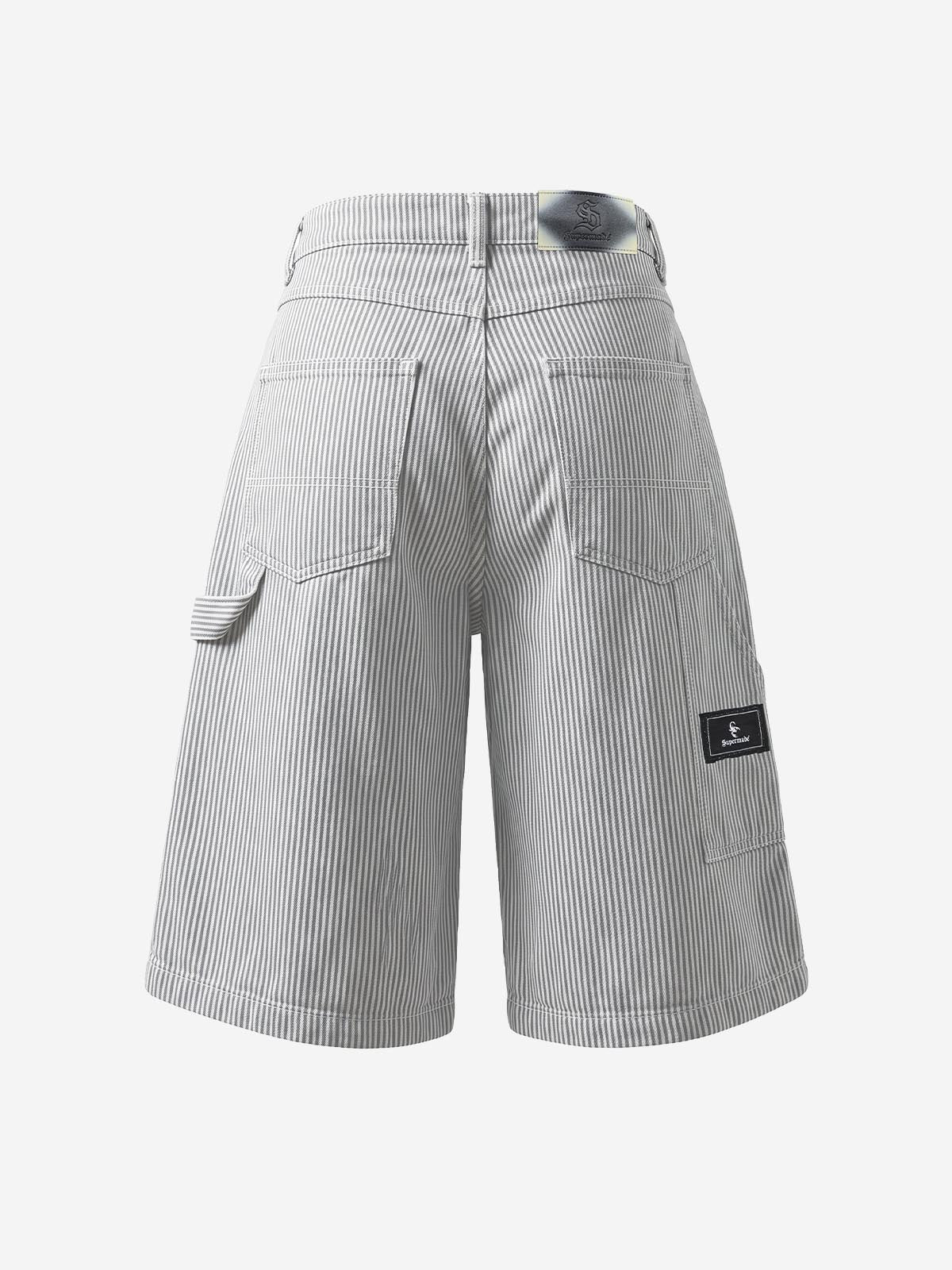 Pleated Pinstripe Wide-Leg Shorts