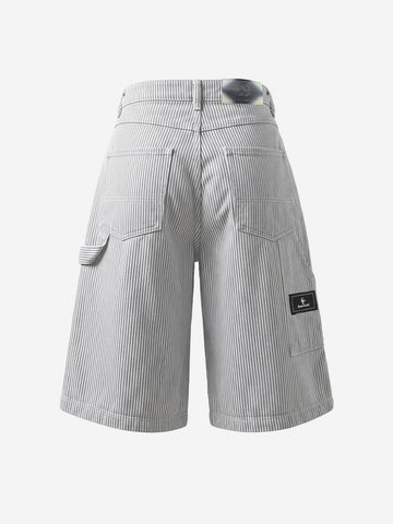 Pleated Pinstripe Wide-Leg Shorts