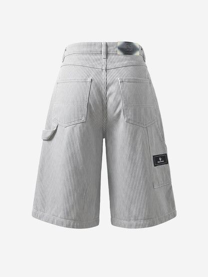 Pleated Pinstripe Wide-Leg Shorts