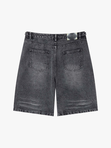 Tactical Buckle Washed Denim Shorts