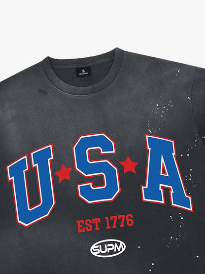 USA Graphic Splatter Washed T-Shirt