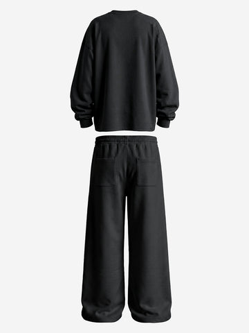 Two-Tone Embroidered Sweatshirt Set