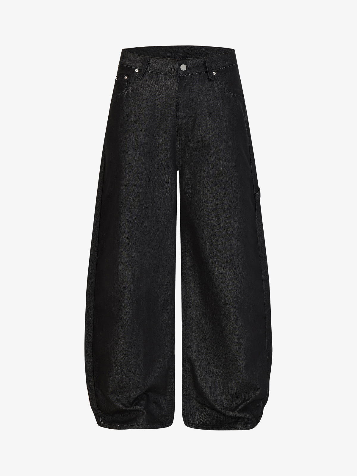 Black Wide-Leg Denim Pants – High-Rise Relaxed Fit Cotton Jeans