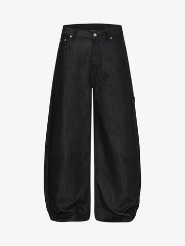 Black Wide-Leg Denim Pants – High-Rise Relaxed Fit Cotton Jeans