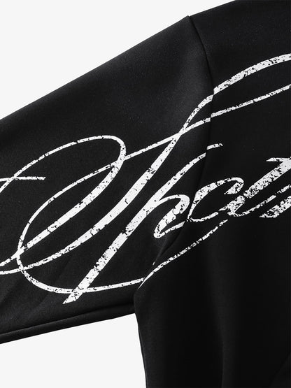 High Street Script Letter Print Zip-up Hoodie Jacket 