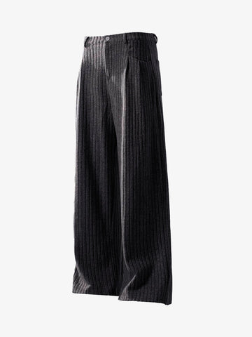 Retro Wool Blend Pleated Baggy Trousers