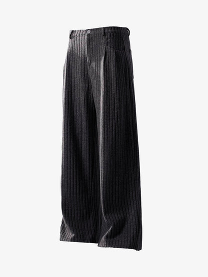 Retro Wool Blend Pleated Baggy Trousers