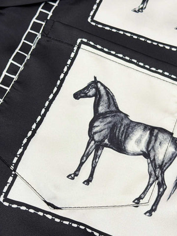 Vintage Horse Photo Satin Shirt