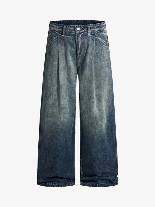 Vintage Pleated Fade Baggy Jeans 