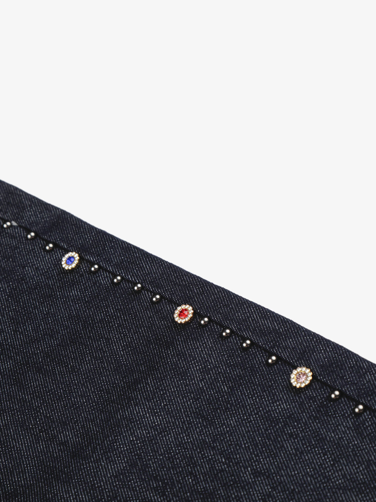 Dark Wash Denim Bermuda Shorts with Side Stripe Rhinestone Detail – Relaxed Fit Cotton Shorts