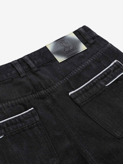 Vintage Contrast Trim Dark Wash Jeans