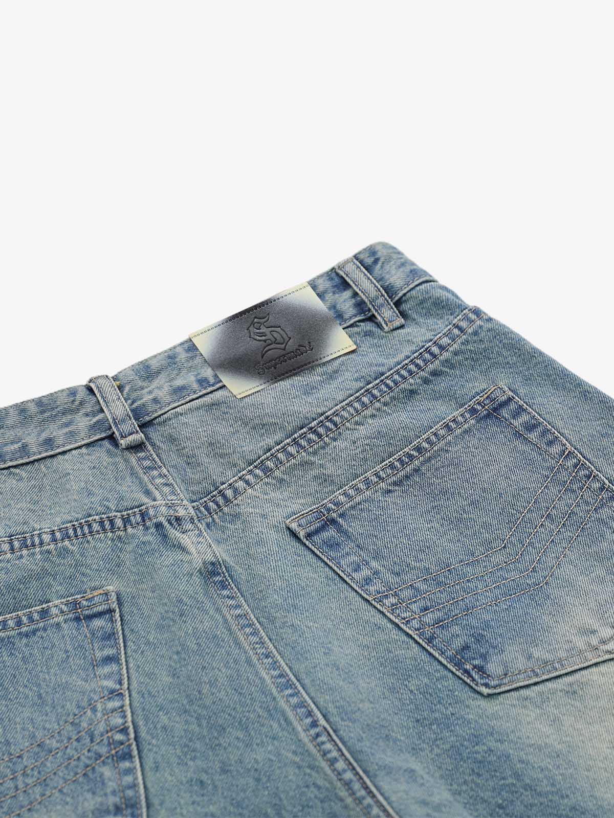 Asymmetric Multi-Button Denim Jorts