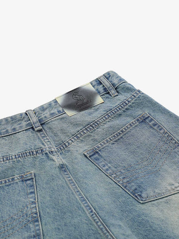 Asymmetric Multi-Button Denim Jorts