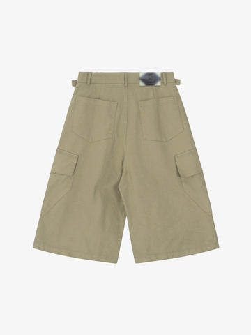 Urban Techwear Side Buckle Layered Hem Cargo Shorts