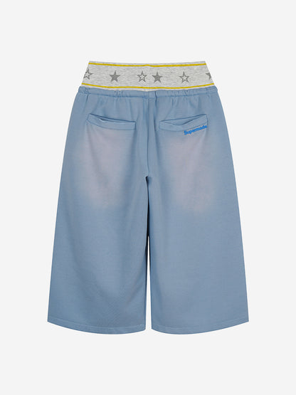 Star Waist Wide Leg Drawstring Shorts
