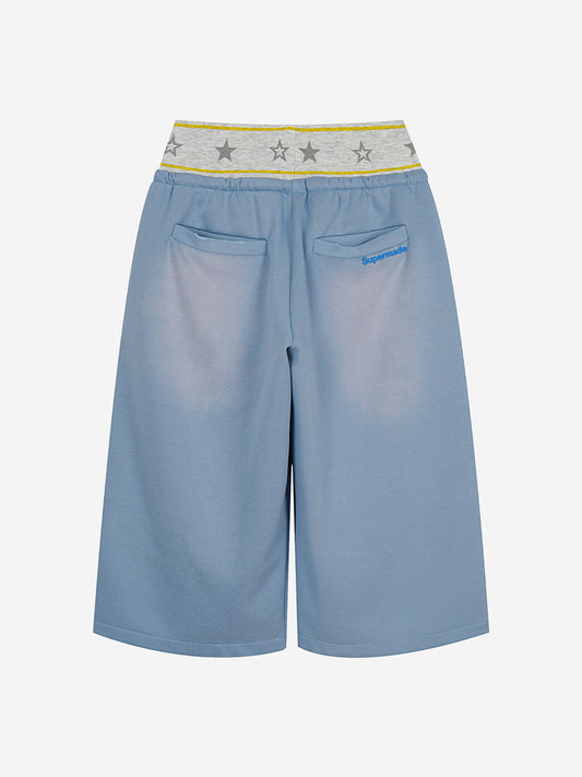 Star Waist Wide Leg Drawstring Shorts