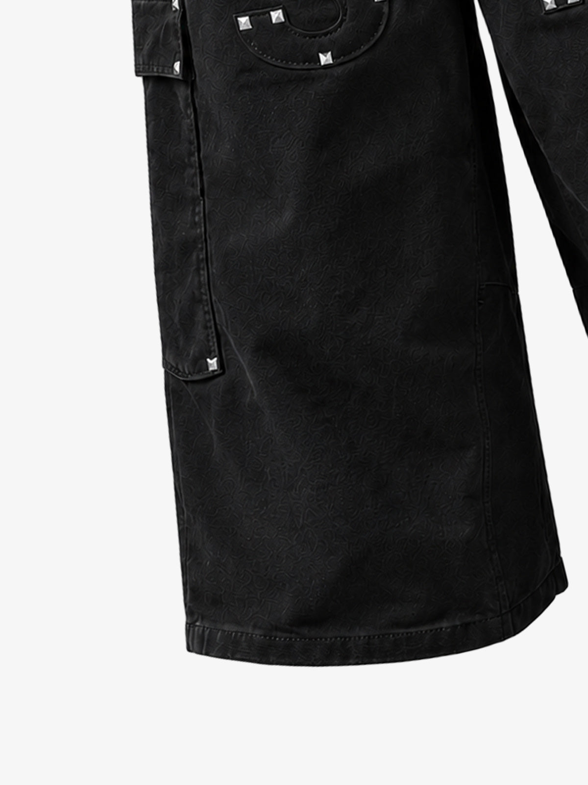 Studded Appliqué Cargo Shorts
