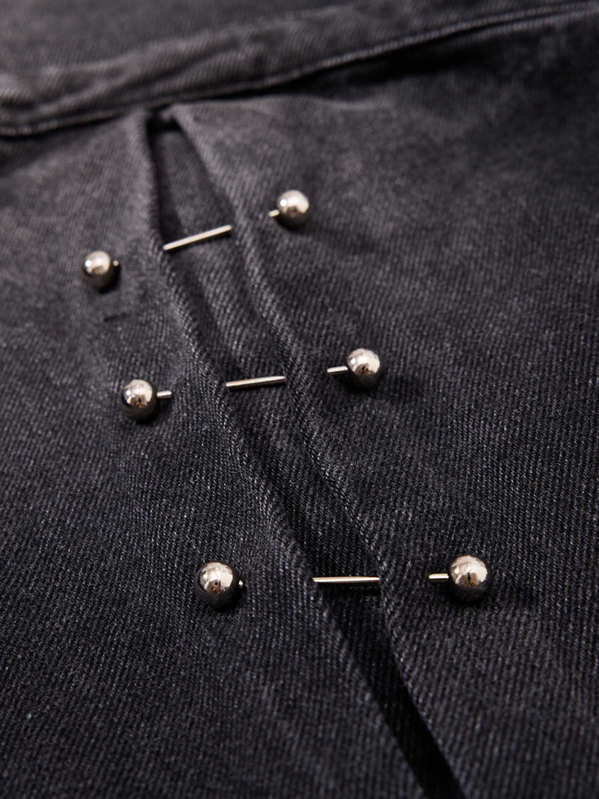 Dark Wash Denim Pants with Silver Studs – Relaxed Fit Streetwear Jeans