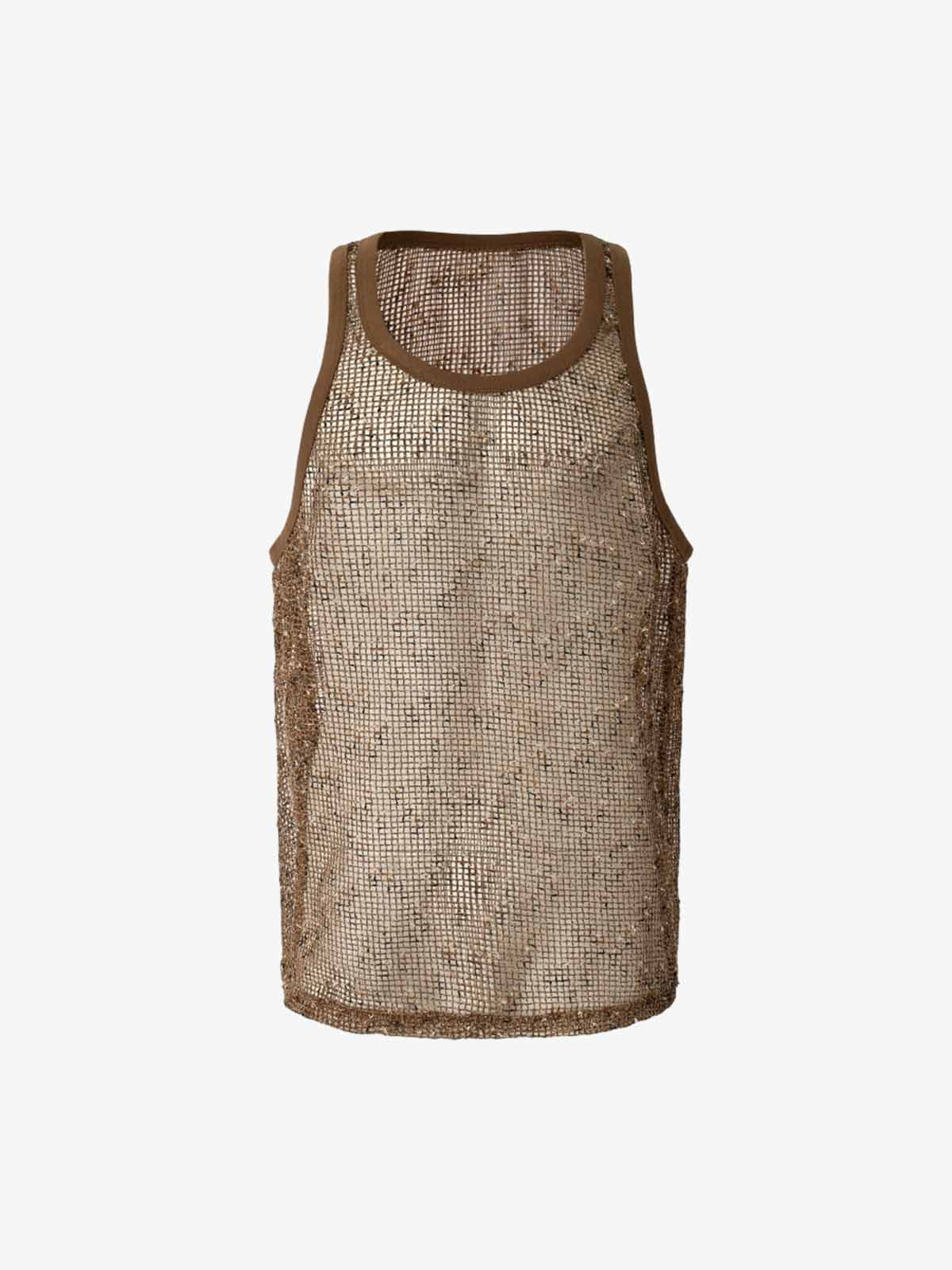 Open-Knit Mesh Layering Tank 