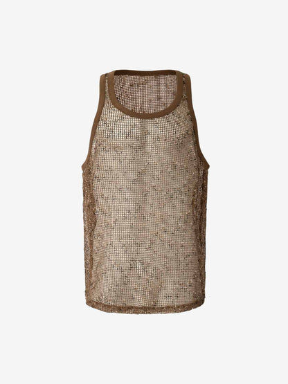 Open-Knit Mesh Layering Tank 