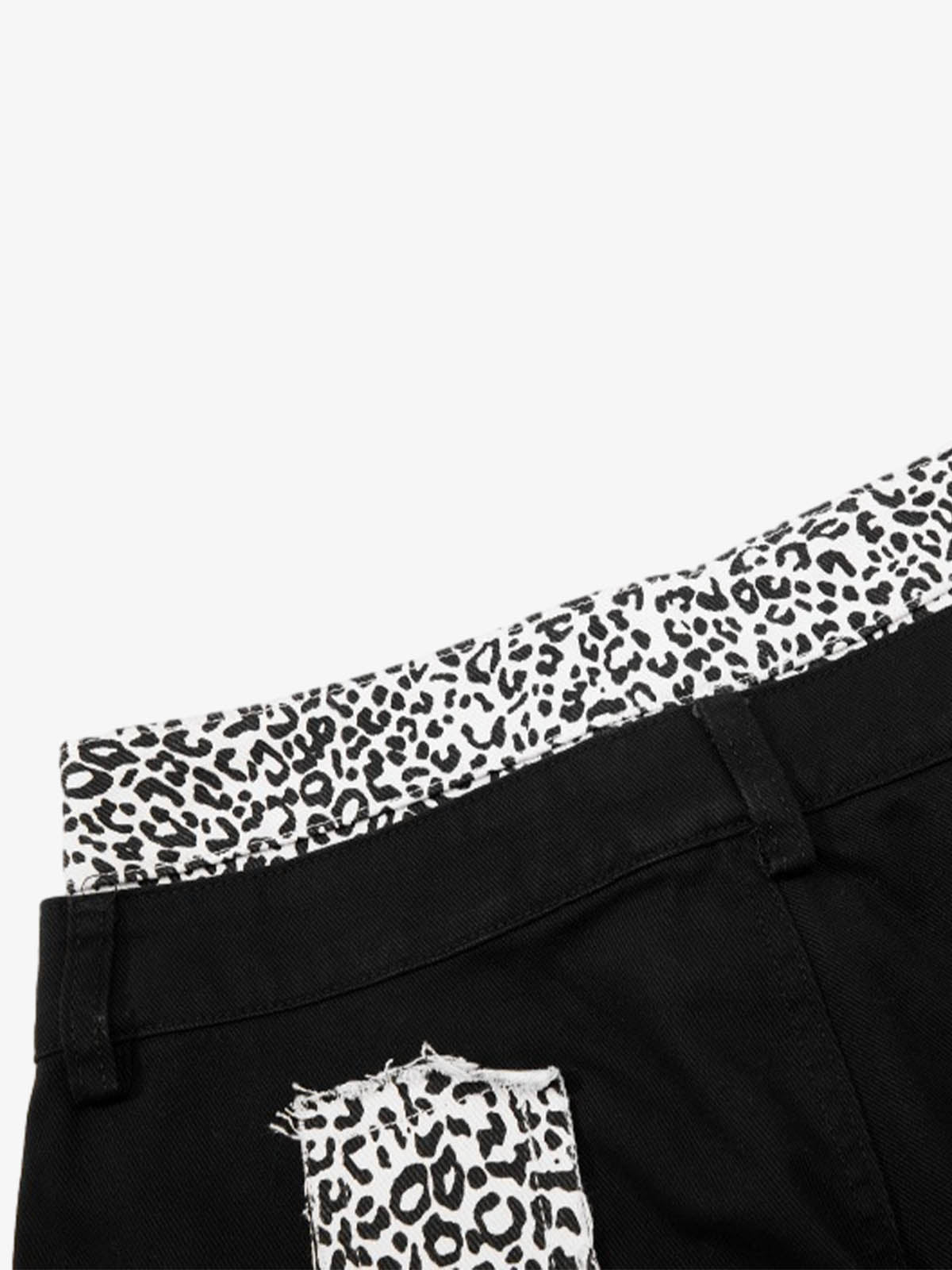 Leopard Waistband Cross Patch Cargo Pants