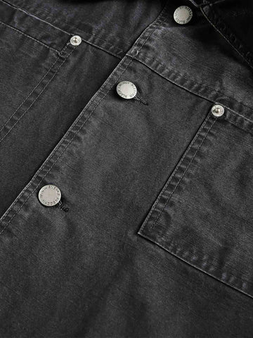 Clean Cut Leather Contrast Collar Pocket Jacket 