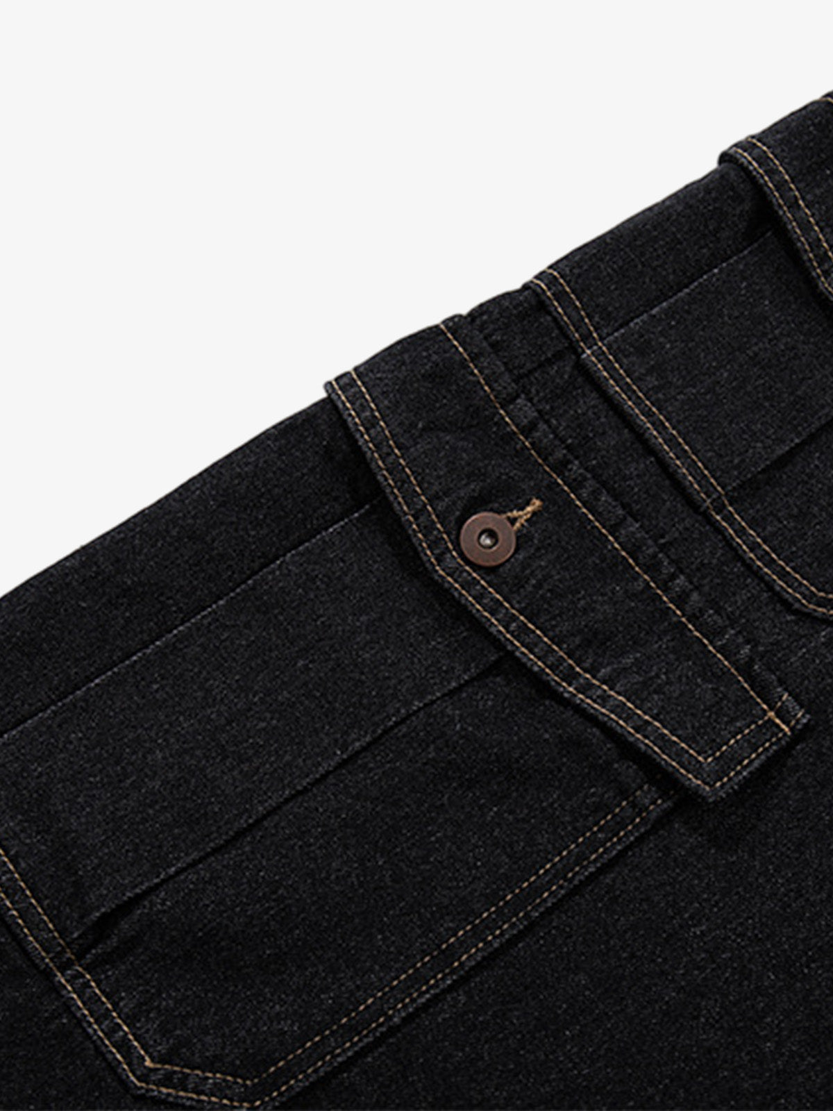 Dark Wash Jeans – Adjustable Waist Tabs Copper Hardware Classic Fit Denim