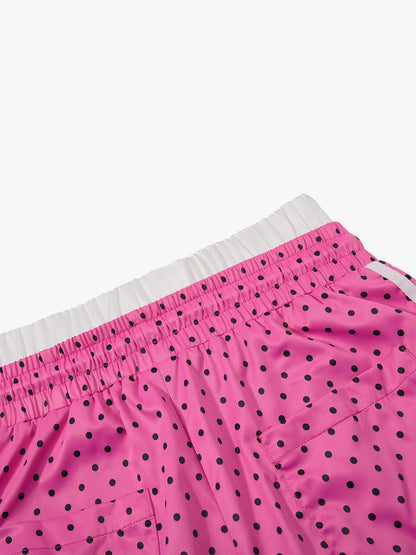 Retro Polka Dot Side Stripe Drawstring Baggy Pants