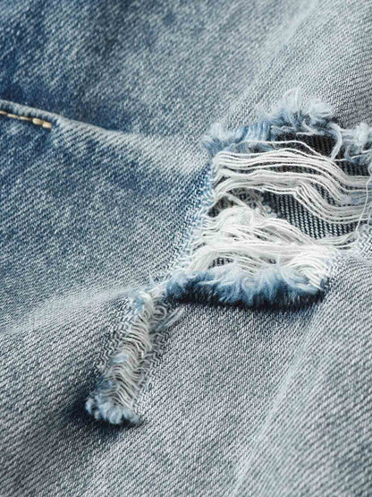 Distressed Patchwork Barrel Baggy Jeans