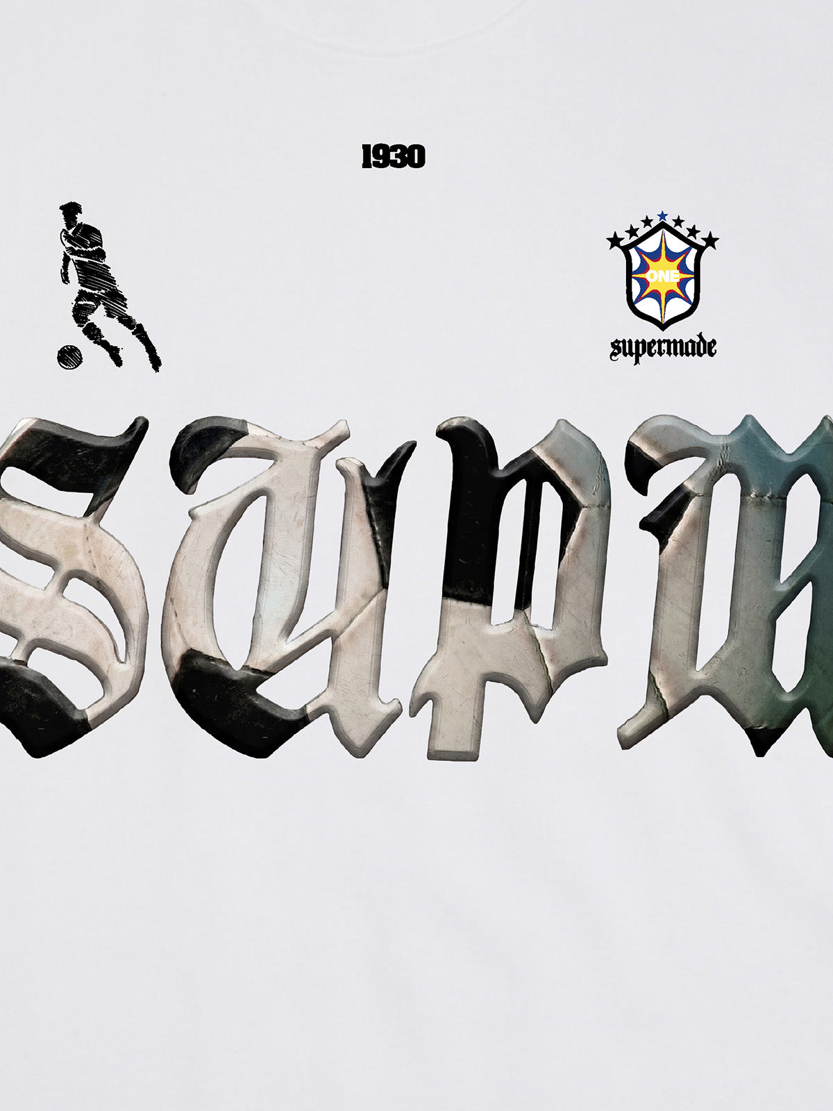 Gothic "SUPM" Soccer Graphic T-Shirt 