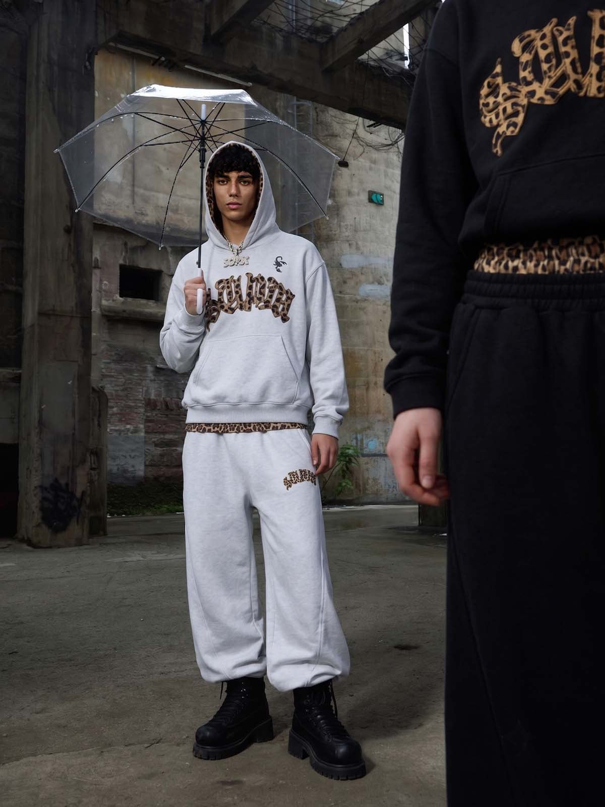 Leopard Patchwork Hoodie & Trousers Set