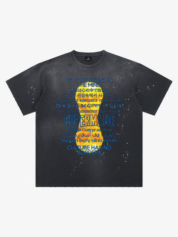 Washed World Cup Trophy Multi-Language Graphic T-Shirt 